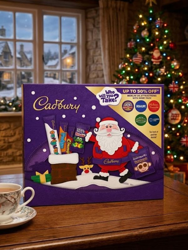 Cadbury Chocolate Small Santa Selection Box 78g in a glossy British gift box.