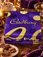 Cadbury Chunks tin with bold purple styling, a British Christmas chocolate tin.