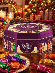 Nestle Quality Street tin with jewel-like wrappers, a British chocolate assortment.