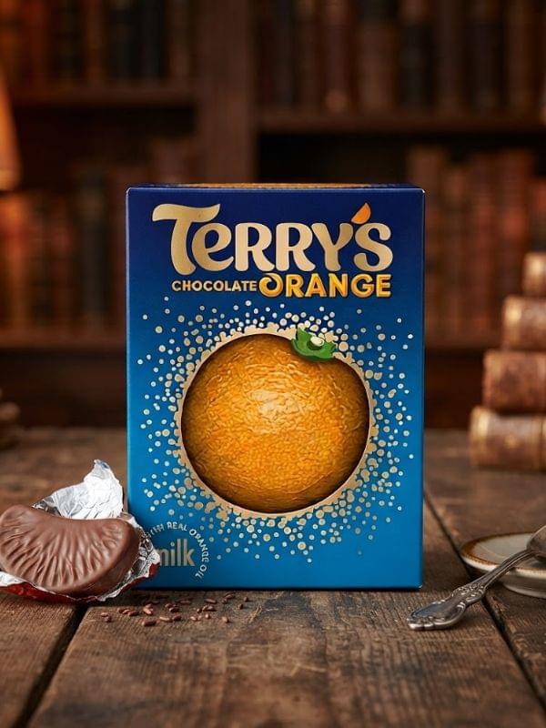 Terrys Chocolate Orange Ball 145g with smooth chocolate texture in festive packaging.
