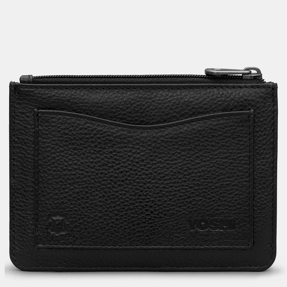 Yoshi Dog Walk Zip Top Black Leather Purse