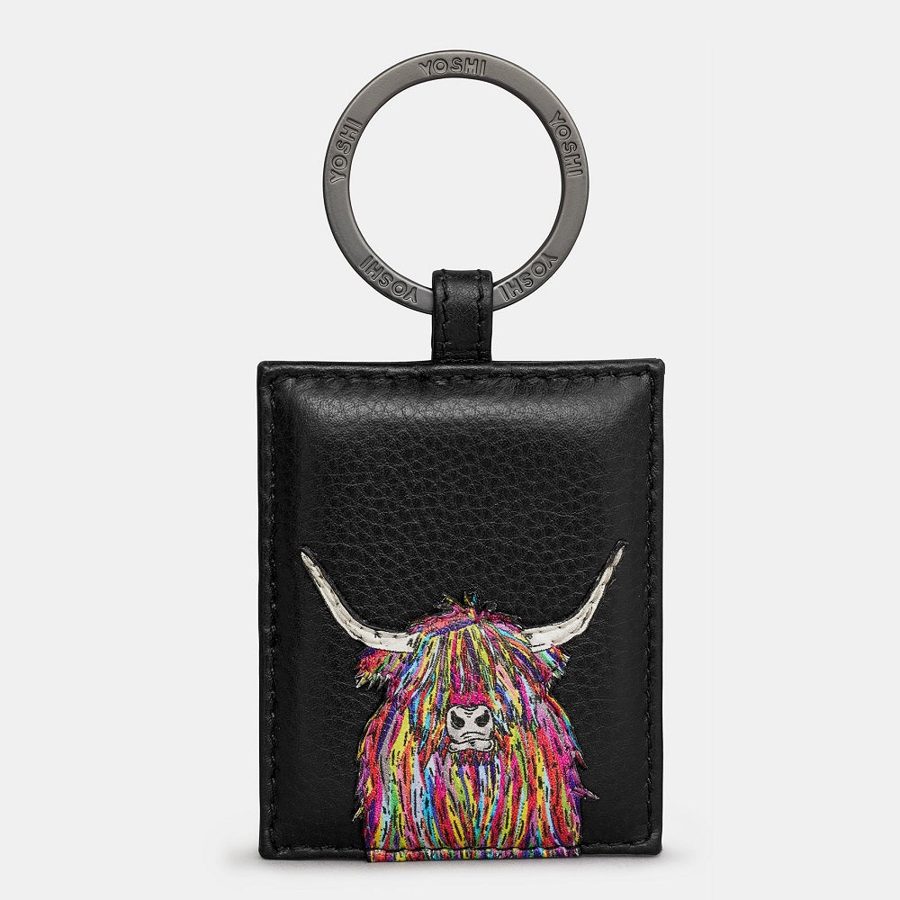 Yoshi Black Rainbow Highland Cow Keyring
