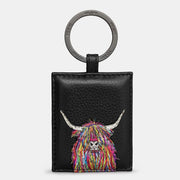 Yoshi Black Rainbow Highland Cow Keyring product image with Highland, Cow