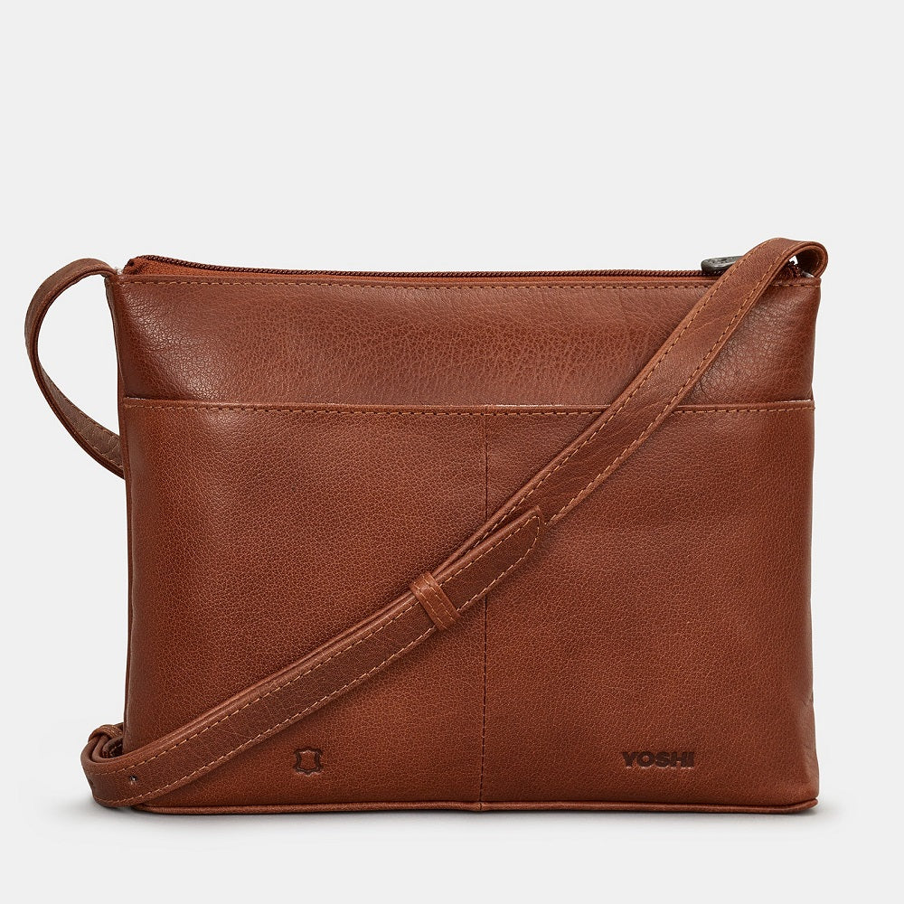 Yoshi  Highland Cow Tweed & Brown Leather Cross Body Bag