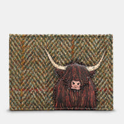 Yoshi Highland Cow Tweed & Brown Leather Card Holder Card product image with Highland, Cow