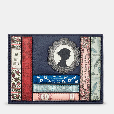 Yoshi Navy Jane Austen Bookworm Slim Leather Card Holder