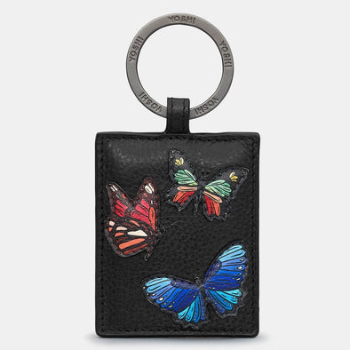 Yoshi Black Amongst Butterflies Leather Keyring