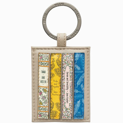 Yoshi Jane Austen Bookworm in Warm Grey Leather Keyring