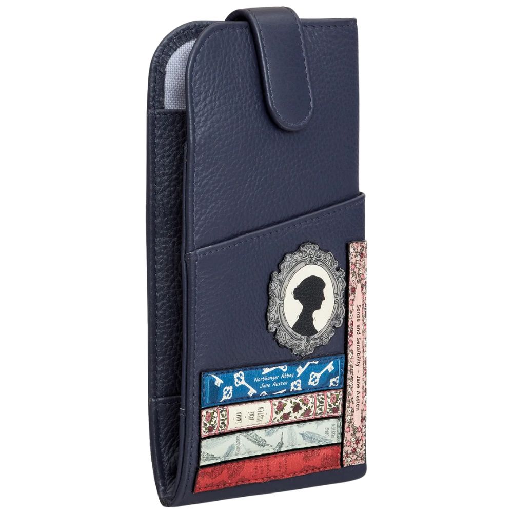 Yoshi Jane Austen Bookworm Navy Leather Chilton Glasses Case