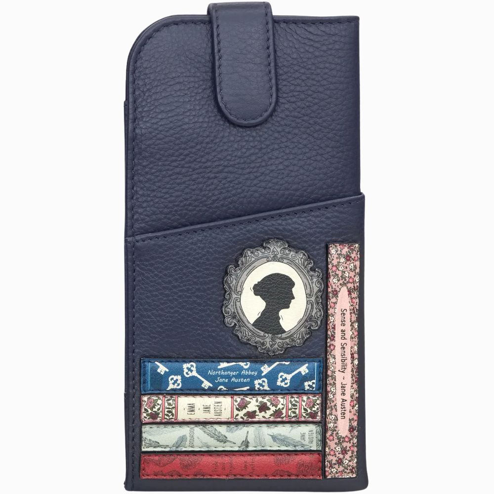 Yoshi Jane Austen Bookworm Navy Leather Chilton Glasses Case