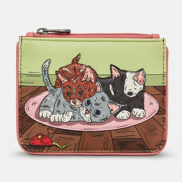 Yoshi Playtime Kittens Zip Top Leather Purse