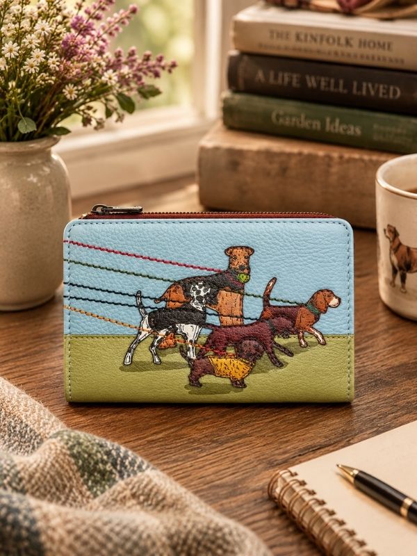 Yoshi Dog Walk Zip Around Purse product image with Dog