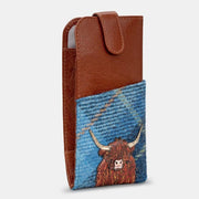 Yoshi Brown Leather + Tweed Highland Cow Glasses Case product image with Highland, Cow