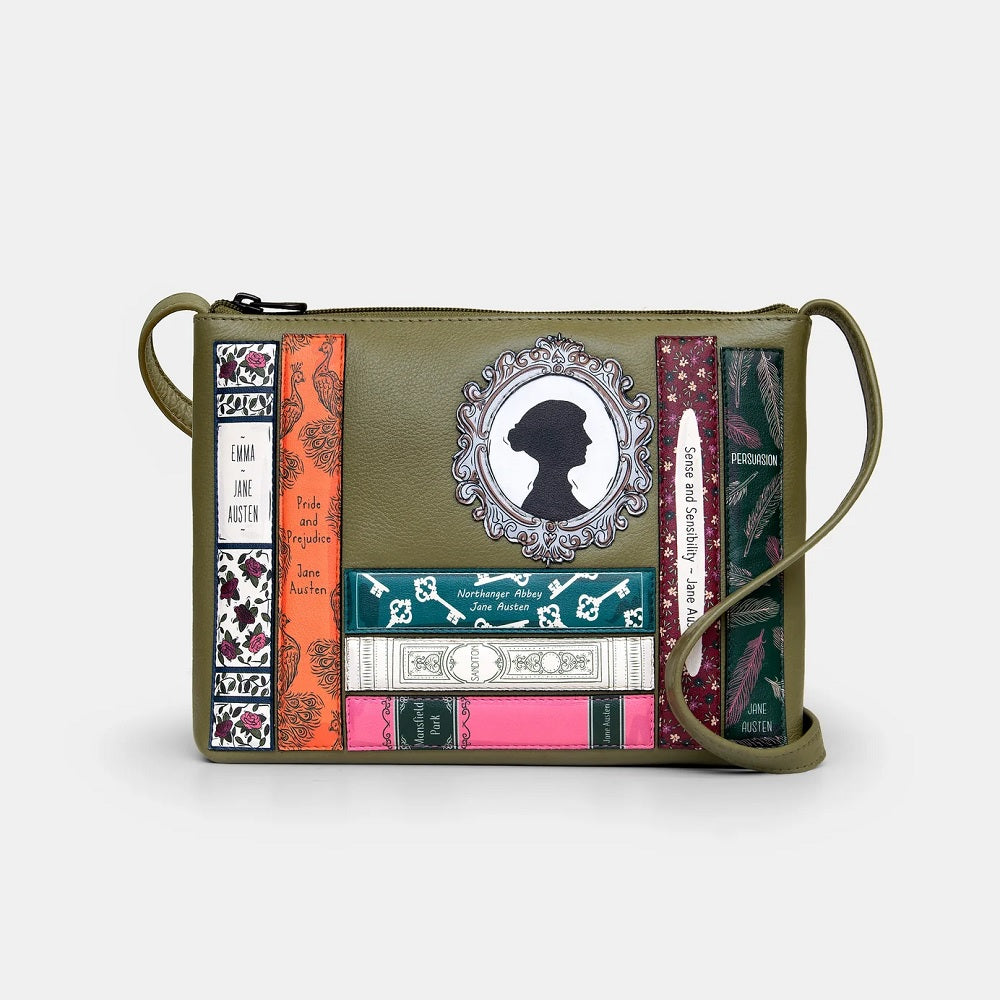 Yoshi Jane Austen Bookworm Olive Cross Body Bag