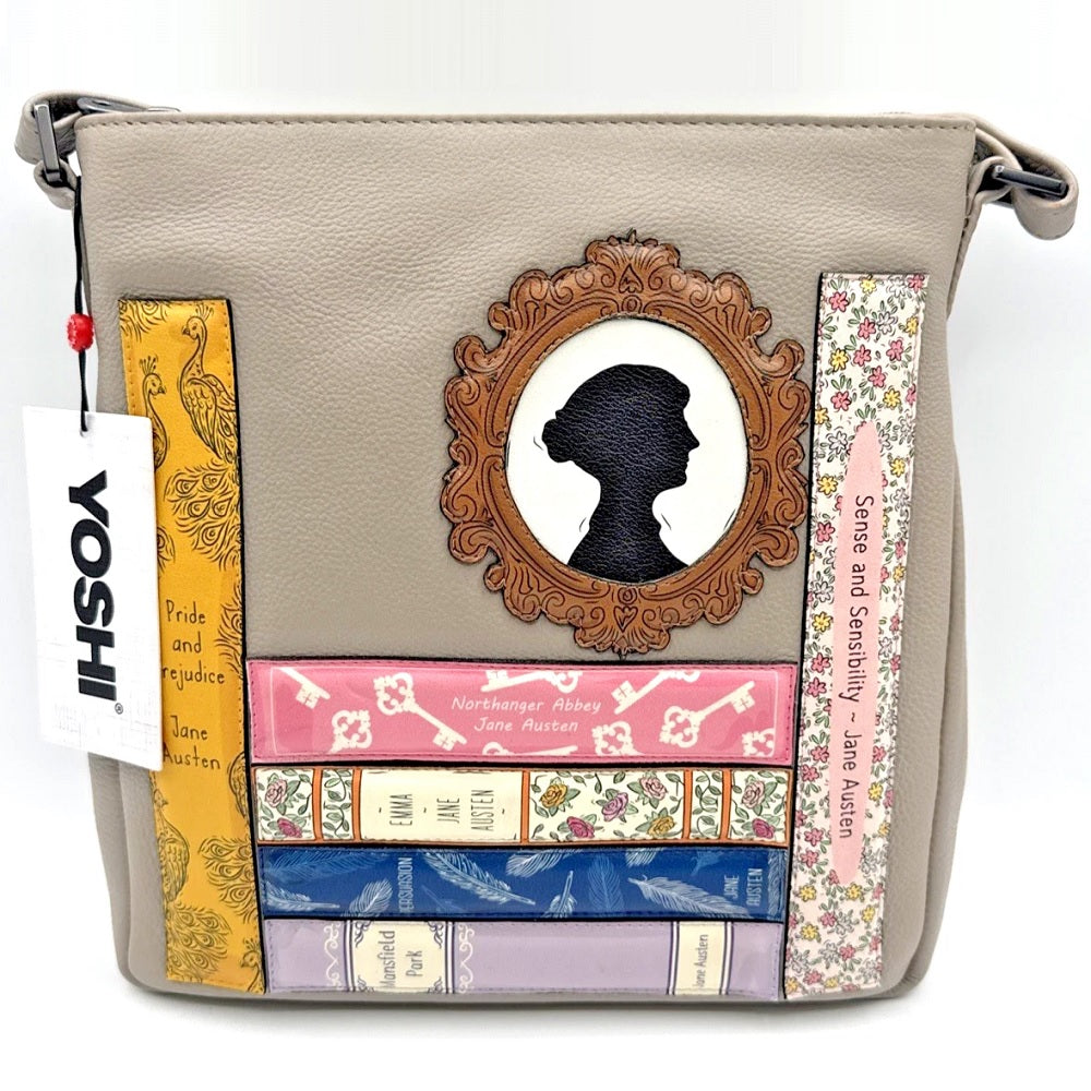 Yoshi Jane Austen Bookworm yb219 Warm Grey Cross Body Bag
