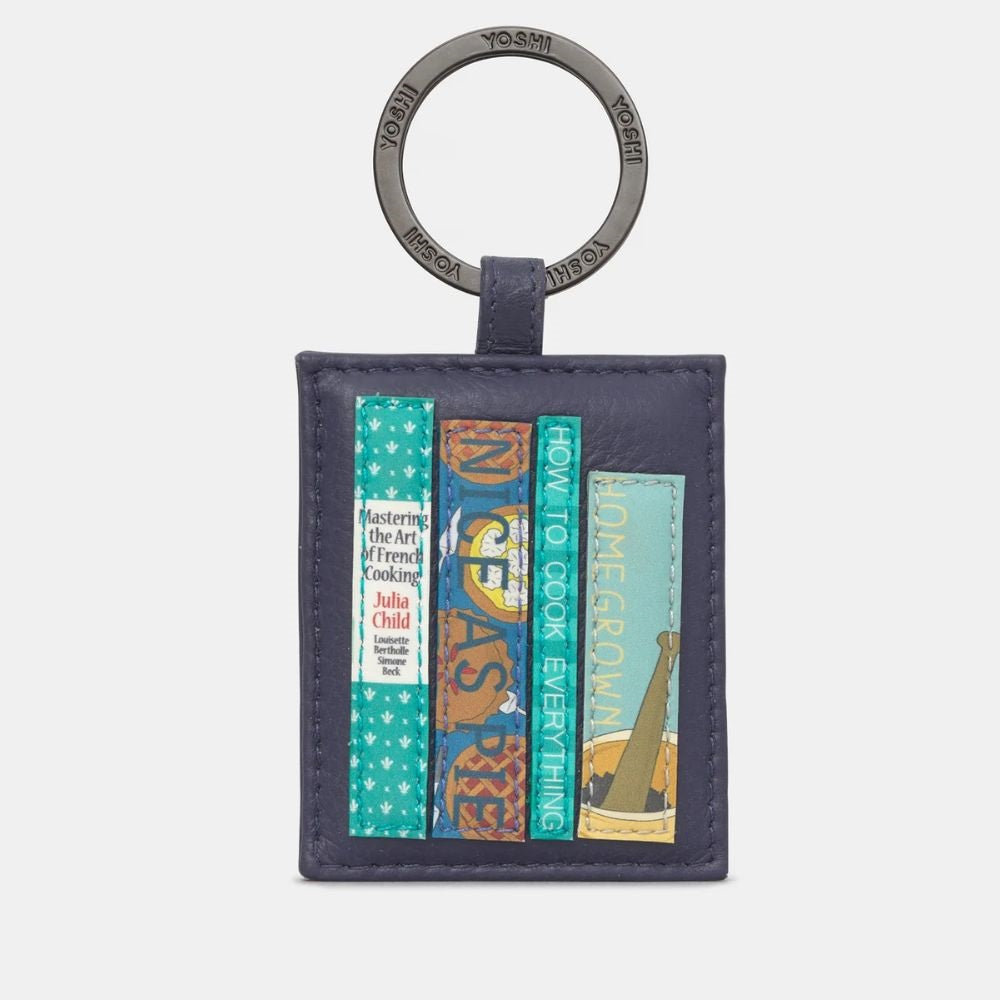 Yoshi Bookworm Cookbook Navy Leather Keyring