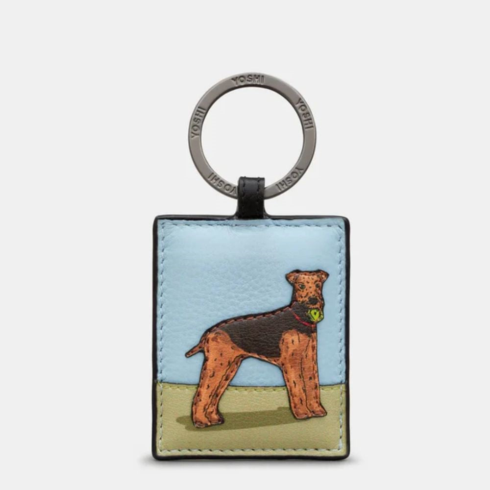 Yoshi Airedale Terrier Dog Walk Keyring