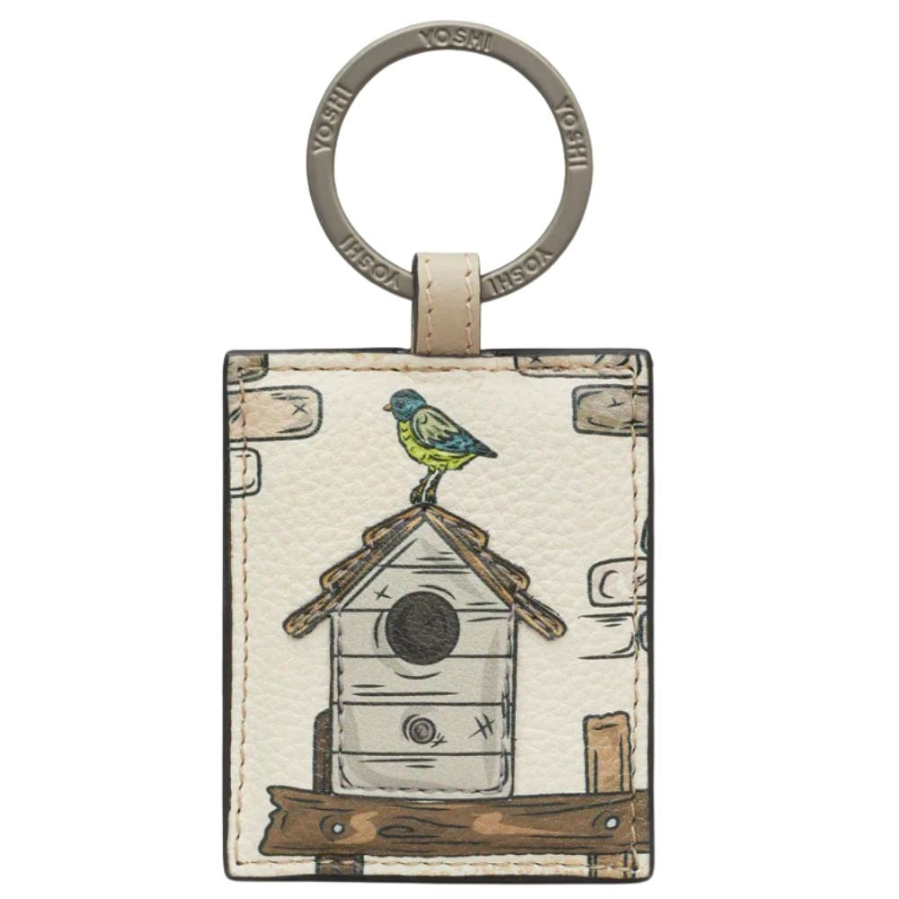 Yoshi Warm Grey Country Cottage Birdhouse Keyring