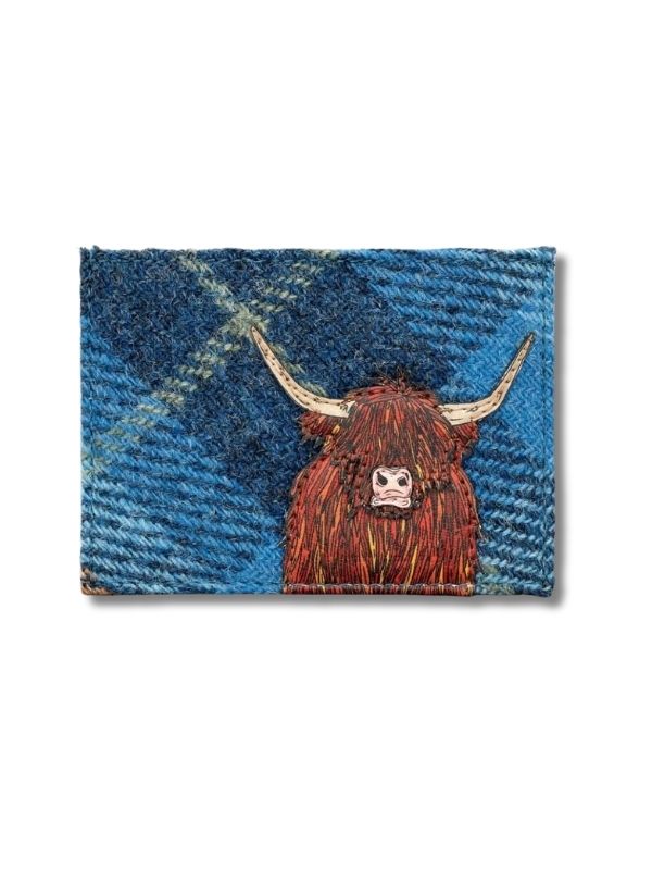 Yoshi Blue / Tan Highland Cow Flap Over Card Holder