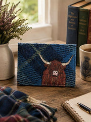 Yoshi Blue / Tan Highland Cow Flap Over Card Holder Card product image with Highland, Cow