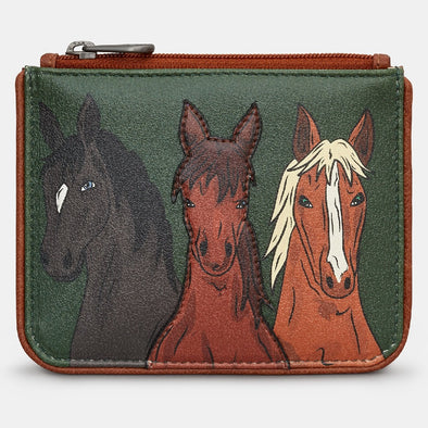 Yoshi Herd of Horses Zip Top Leather Purse