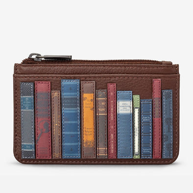 Yoshi Brown Bookworm Library Morton Leather Card Holder