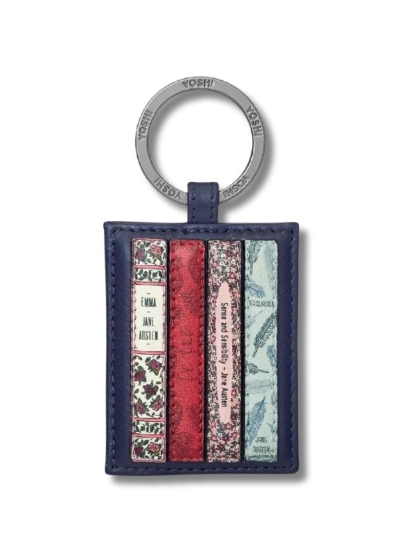 Yoshi Jane Austen Bookworm Navy Leather Keyring product image