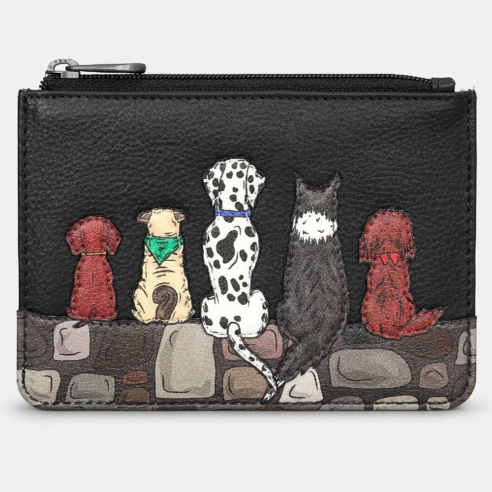 Yoshi Black Bark to Bark Zip Top Leather Purse