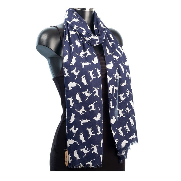 York Scarves Cotton Cat Scarf Navy