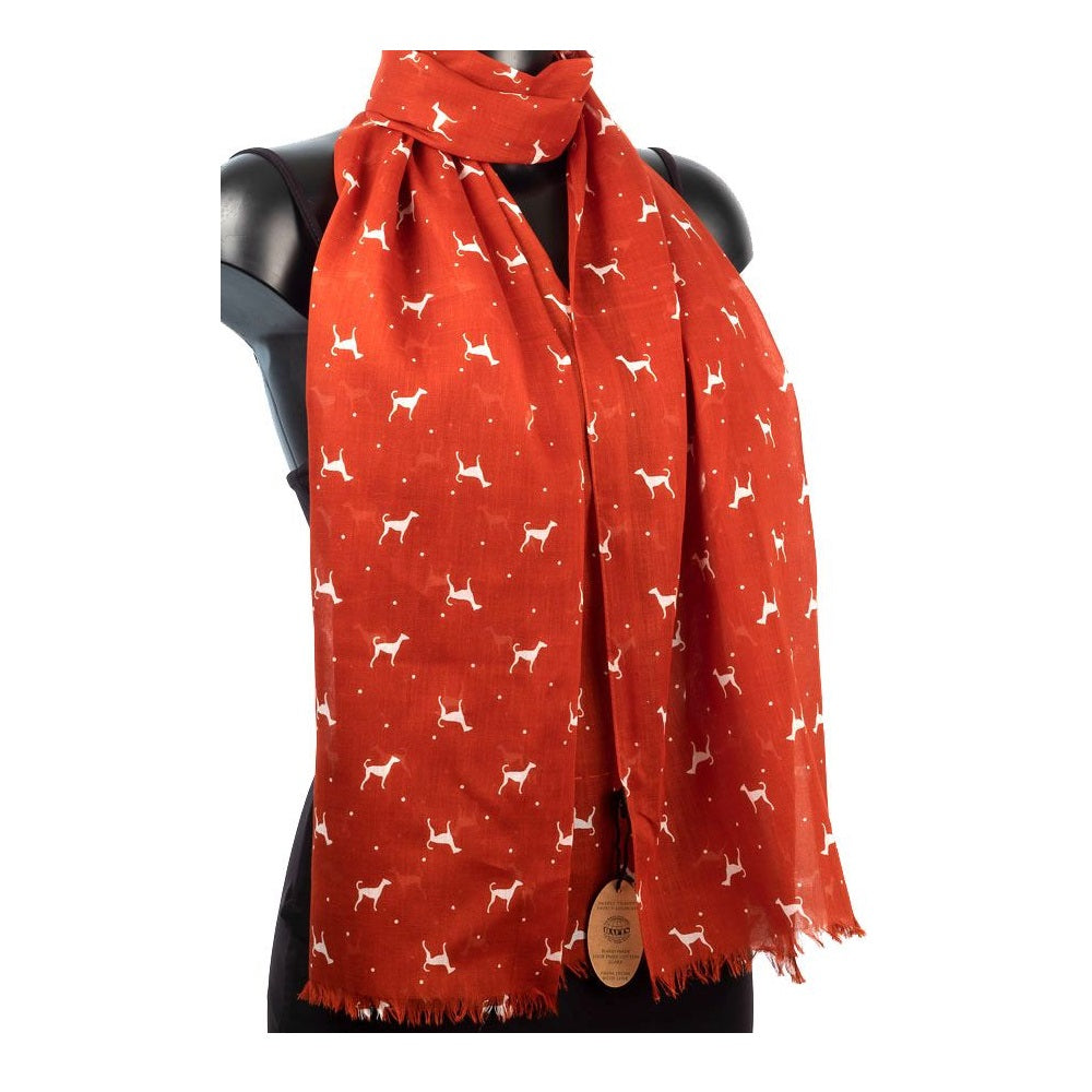 York Scarves Cotton Dog Print Scarf Rust