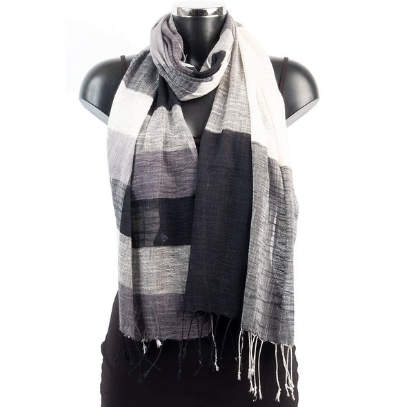 York Scarves - Cotton and Linen Summer Scarf In Black