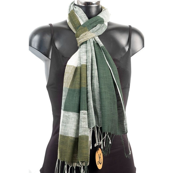 York Scarves - Cotton and Linen Summer Scarf In Green