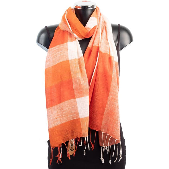 York Scarves - Cotton and Linen Summer Scarf In Red