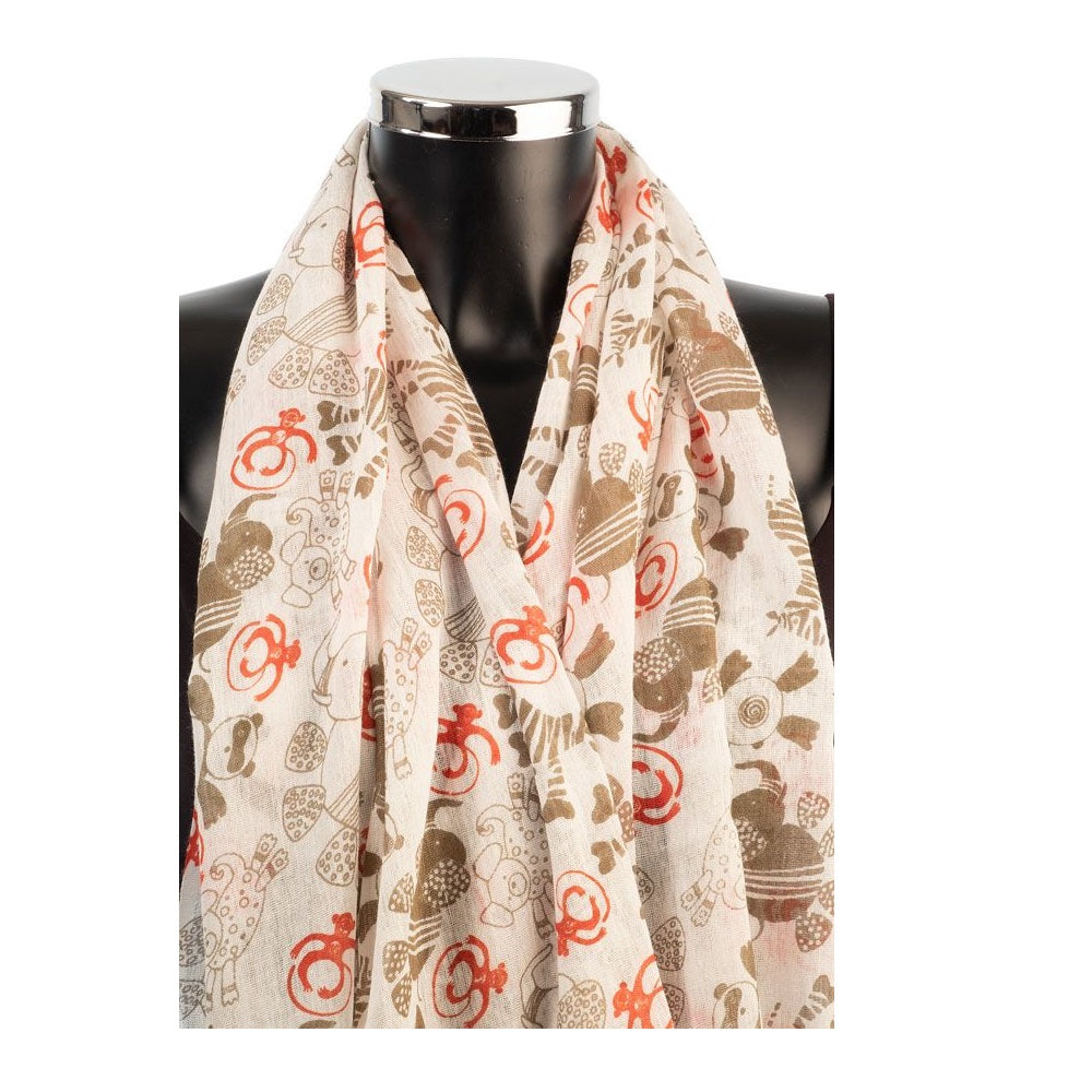 York Scarves Cotton Monkey Print Scarf Rust