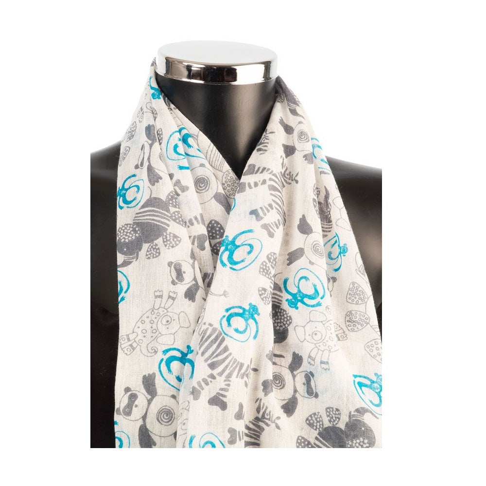 York Scarves Cotton Monkey Print Scarf Turquoise