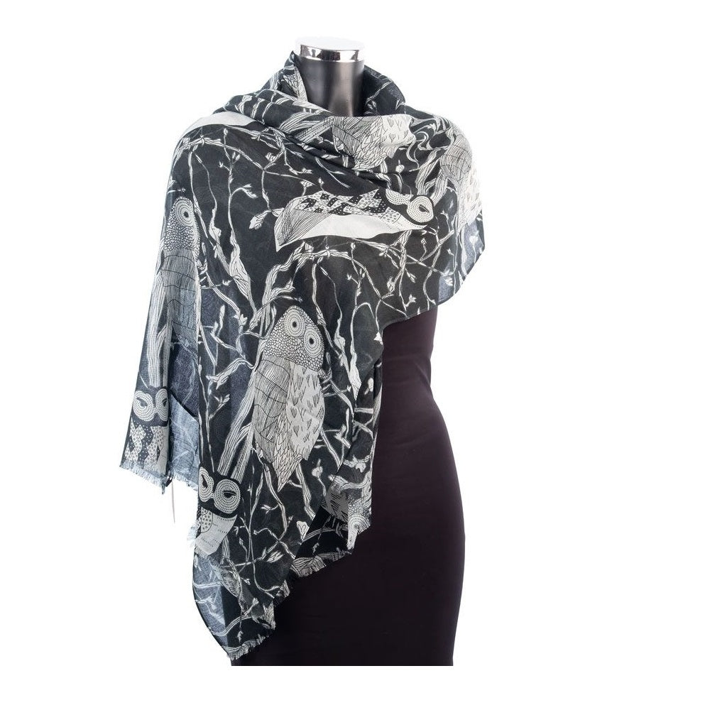 York Scarves Large Owl Print Scarf